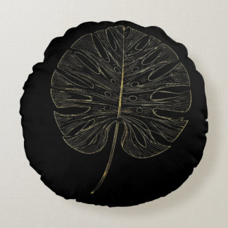 Pillow Luxe Gold Monstera Leaf Botanical Decor