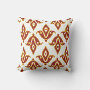 Pillow, Maroon, White, Gold, Fleur de Lys Pattern Cushion