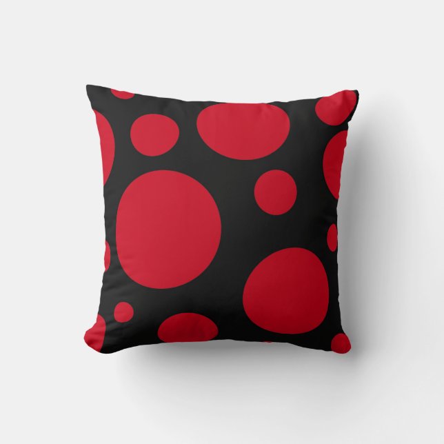 Pillow modern black & red with circles (Front)