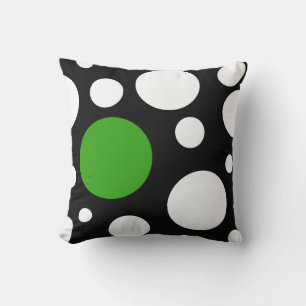Pillow modern black white & green with circles