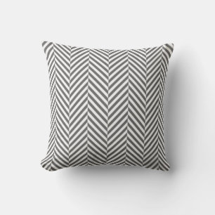 PILLOW modern herringbone pattern silver grey