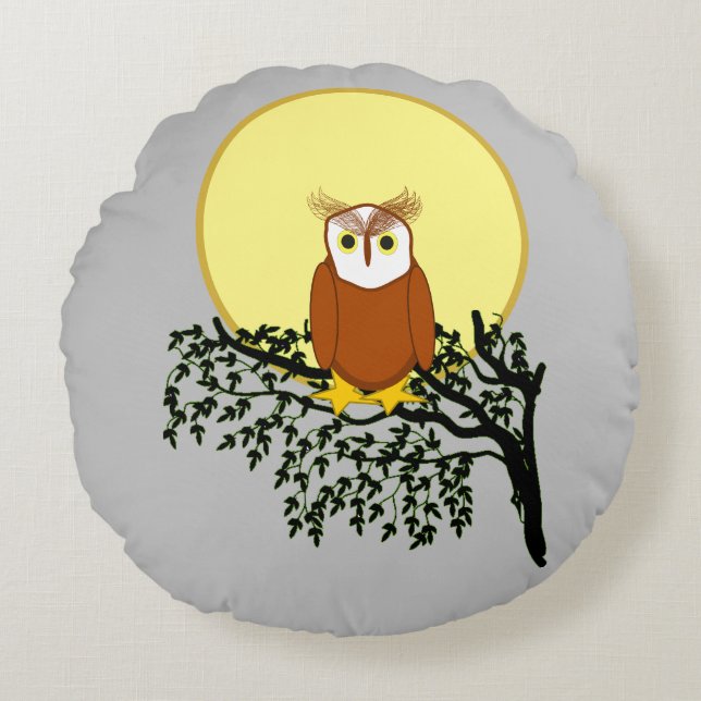 Pillow - Owl on Branch with Moon (Front)