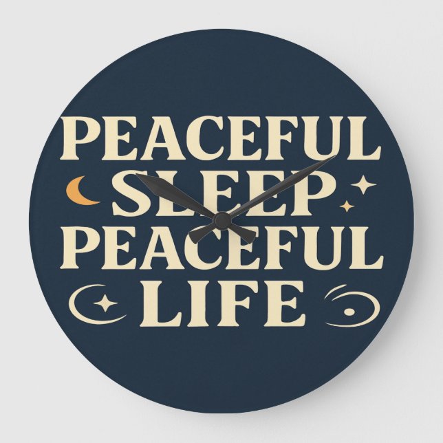 Pillow Peaceful Sleep Peaceful Life Large Clock (Front)