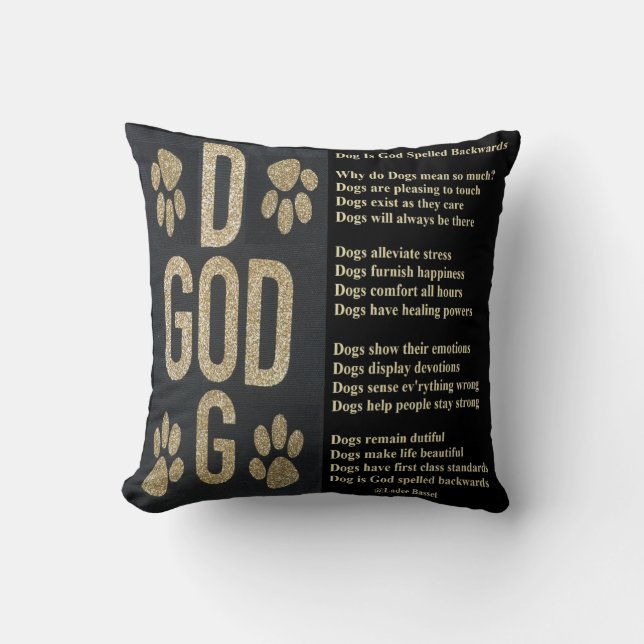 Pillow Poem Dogs Is God Spelled Backwards (Front)