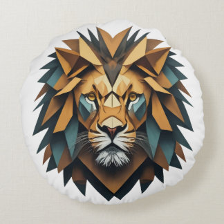 pillow& poufs with lion logo round cushion