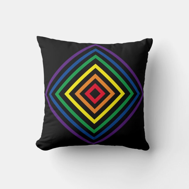Pillow - Rainbow Coloured Diamond Shapes (Front)