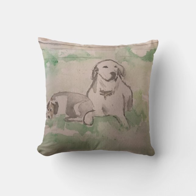 Pillow, retriever and hound puppy cushion (Front)