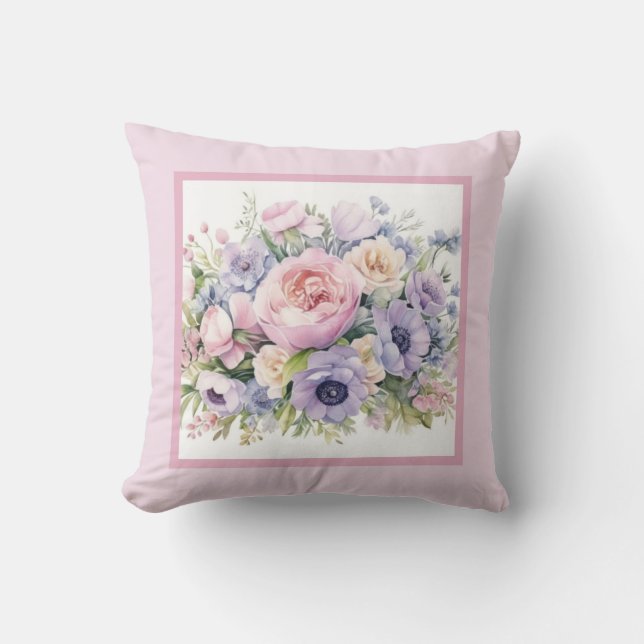 Pillow, romantic floral cushion (Front)