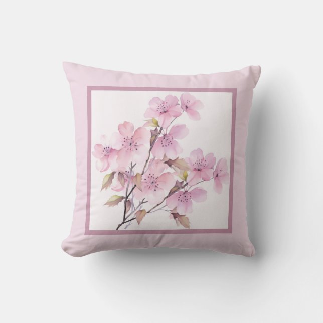 Pillow - romantic floral, flower, cherry blossom, (Front)
