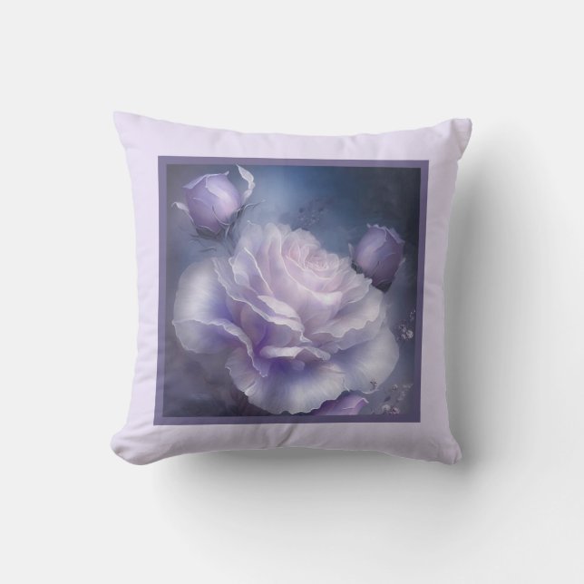 Pillow - romantic floral, rose flower, white rose (Front)