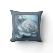 Pillow - romantic floral, rose flower, white rose
