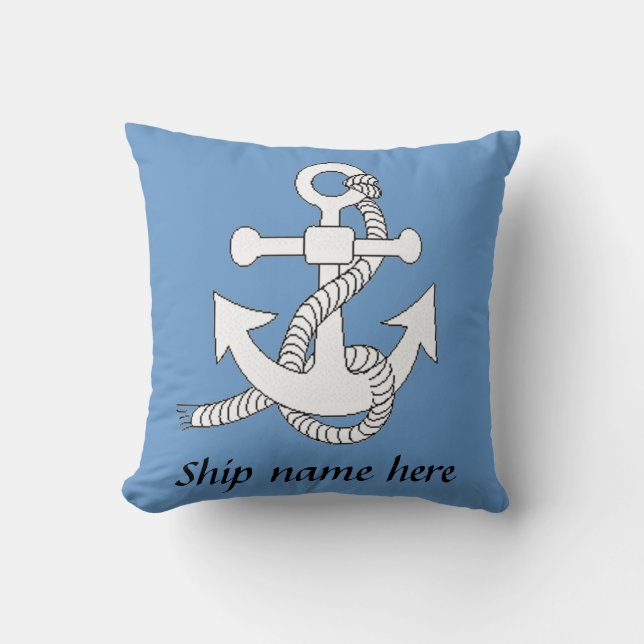 Pillow - Ships Anchor and Name (Front)