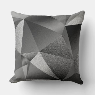 Pillow Silver Faceted Geometric Diamond Throw