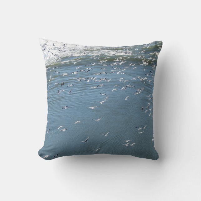 Pillow (square) - Seagulls over ocean (Front)