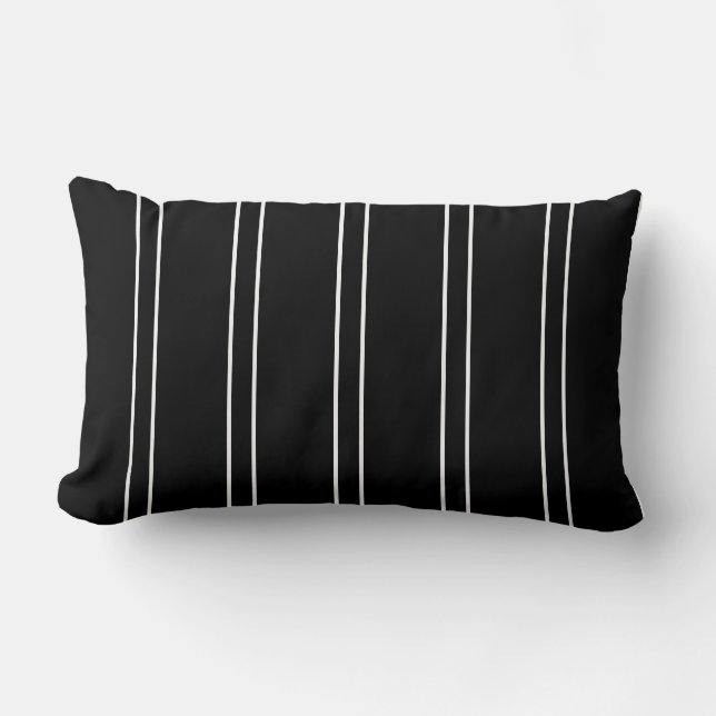 Pillow Stripe Black White Cushion (Front)