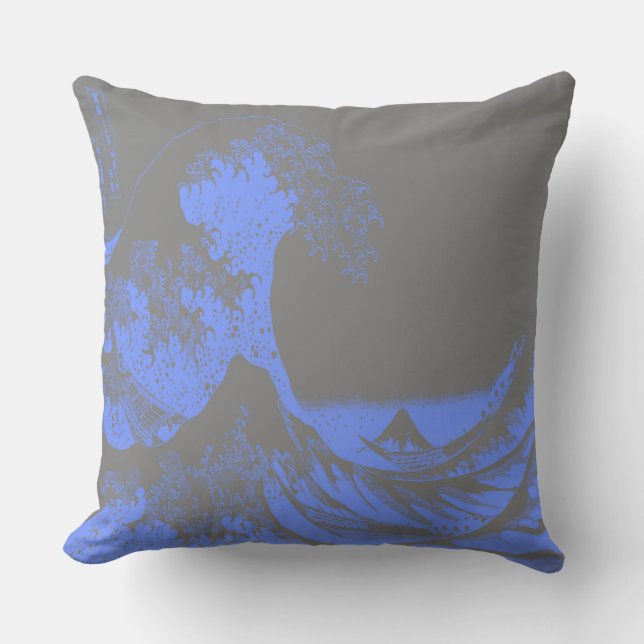 Pillow The Great Wave Blue & Grey (Front)