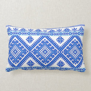 Pillow Ukrainian Cross Stitch Embroidery Blue