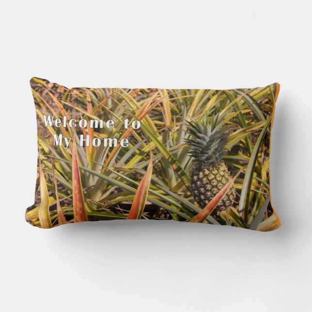 Pillow, Welcome to My Home with Pineapple Lumbar Cushion (Front)