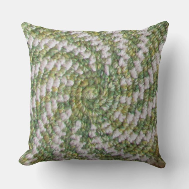 Pillow - White and Green Spirals (Front)
