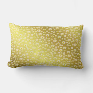 pillow, white blossom in gold lumbar cushion