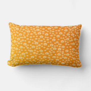 pillow, white blossom in orange lumbar cushion
