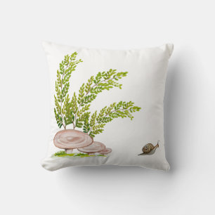 Pillow with a cozy forest mushroom and cute snail 