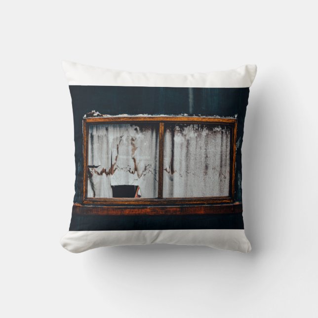 Pillow with abandoned window decoration (Front)