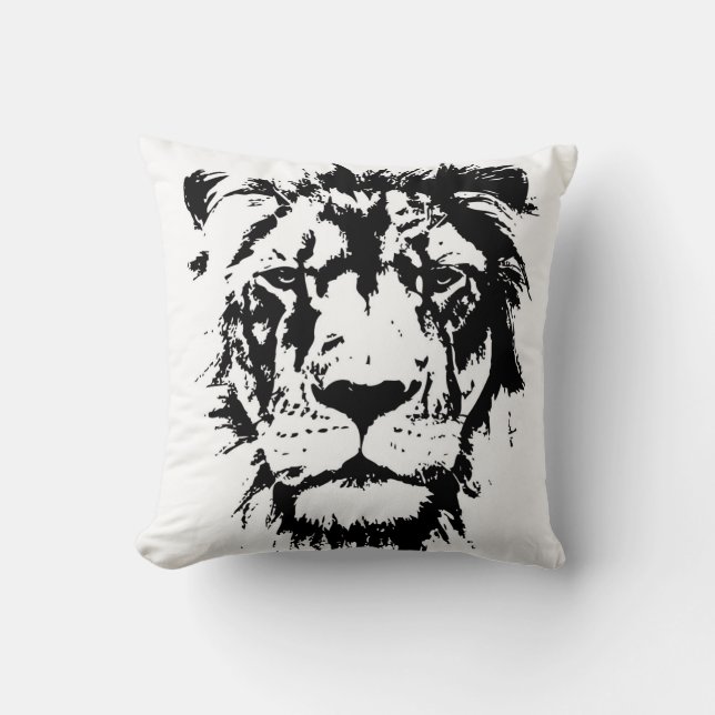 Pillow with black and white prints Lion (Front)