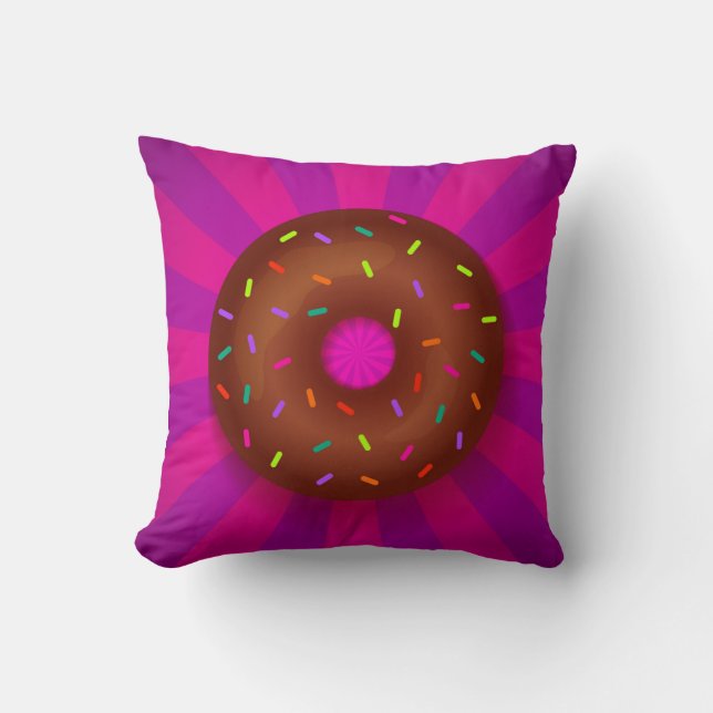 Pillow with chocolate and pink doughnuts. 2 side (Front)