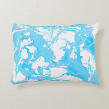 Pillow with cyan marble texture.