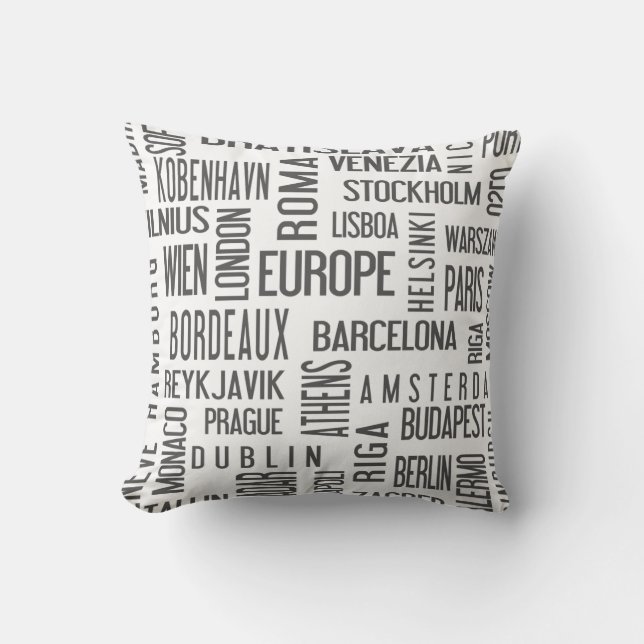Pillow with european cities (Front)