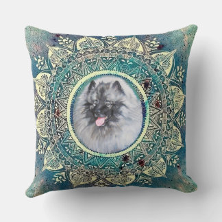 Pillow with Kees on bluegreen mandala