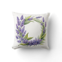 Pillow with lavender wreath