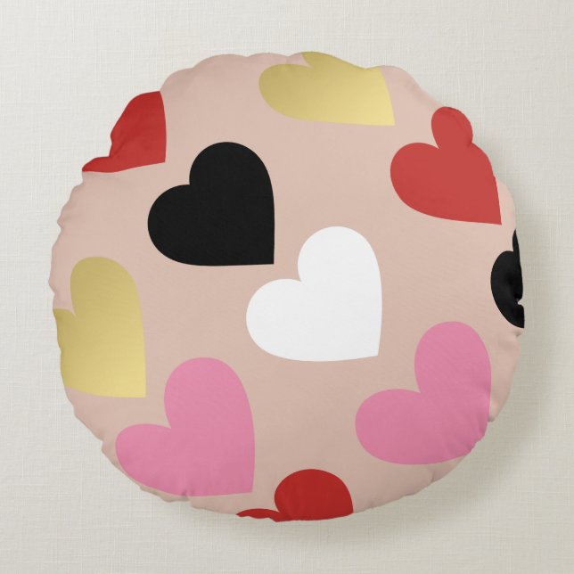 Pillow with stylish and colourful hearts  (Front)