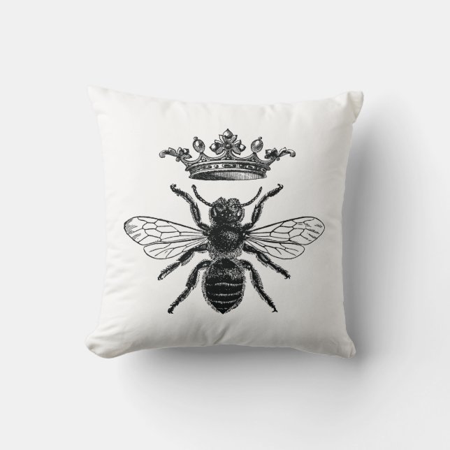 Pillow with vintage queen bee (Front)