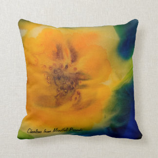 Pillow: Yellow Sunflowers on a rich blue backgroun Cushion