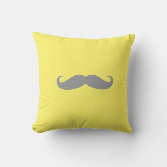 Pillow - Yellow with Grey Moustache (Front)