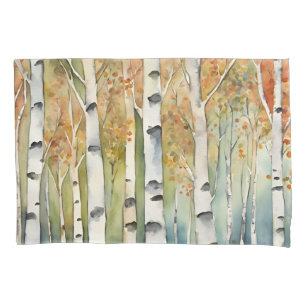 Pillowcase Birch Wood Tree Bark Leaves Orange
