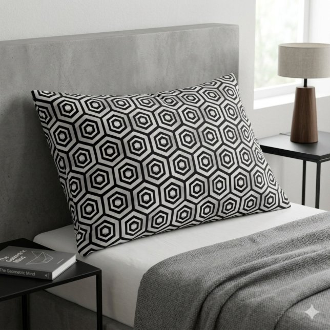 Pillowcase Black White Hexagon Geometric Pattern (Creator Uploaded)