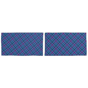 Pillowcase Covers - Tartan Blue Pink Purple