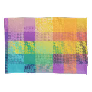 Pillowcase Cute Colourful Yellow Blue Purple Plaid