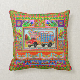 Pillowcase Inspired by Truck Art - 3 Throw Pillow