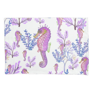 Pillowcase Seahorse Beachy Coastal Pink Purple