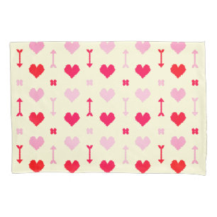 Pillowcase Valentine Hearts Arrows Pixel Pink