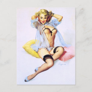 Pillows Pin Up Postcard