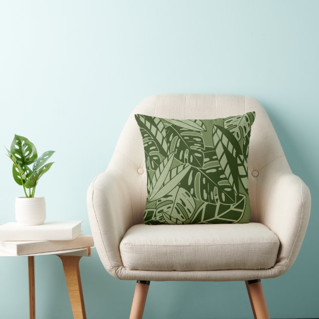PillowTropical Summer Foliage Texture - Moss Green Cushion (Chair)