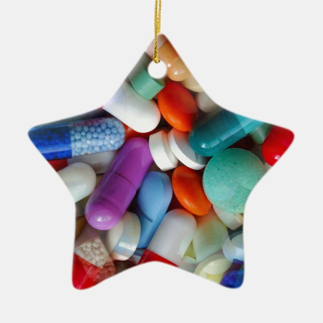 pills drugs ceramic tree decoration (Front)