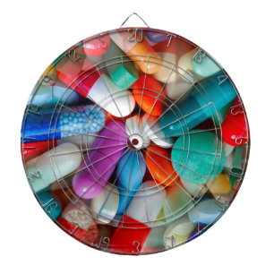 pills drugs dartboard