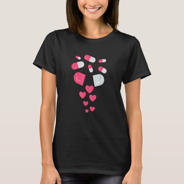 Pills Love Valentines  Costume Pink Pill T-Shirt (Front)