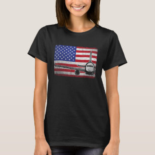 Pilot Aeroplane American Flag 4th Of July Plane Av T-Shirt
